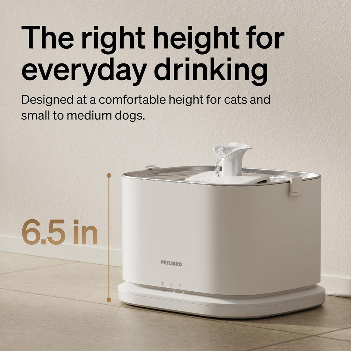 PETLIBRO Quiet Dog Water Fountain Stainless Steel Tray, Smart Pet Water Fountain for Dogs inside with App Monitoring, 3L Dog Fountain Water Bowl, Automatic Water Dispenser for Dogs, Cat Water Fountain