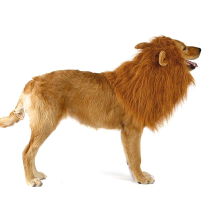 Cute Pet Dog Cosplay Clothes Lion Mane for Dog Costumes Realistic Lion Wig for Medium to Large Dogs with Ear Pet Accessories