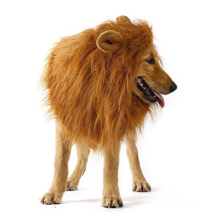 Cute Pet Dog Cosplay Clothes Lion Mane for Dog Costumes Realistic Lion Wig for Medium to Large Dogs with Ear Pet Accessories