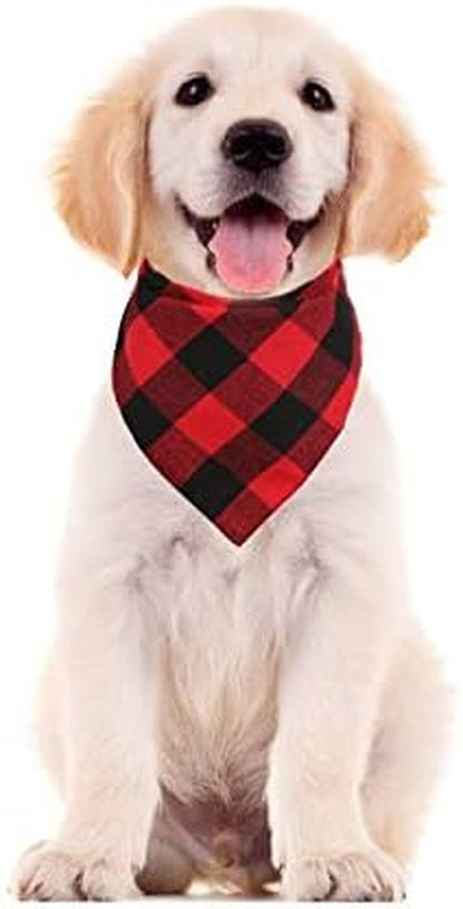 2 Pcs Dog Bandana Christmas Pet Clothing Triangle Scarf Accessories Bibs Red Black Plaid